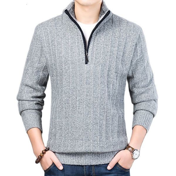 

men's sweaters man slim stand collar knitted pullovers male coats half zip winter casual pullover mens warm 230222, White;black