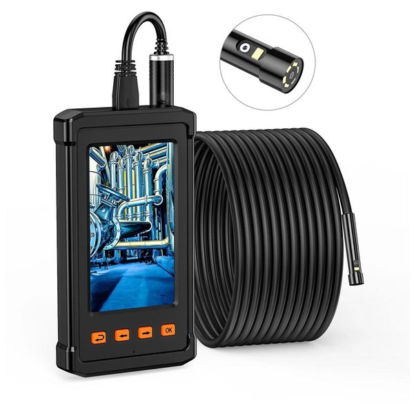 

5m cable length industrial endoscope inspection camera 8mm dual lens 4.3 inches ips screen borescope 1080p display screen ip67 waterproof 25