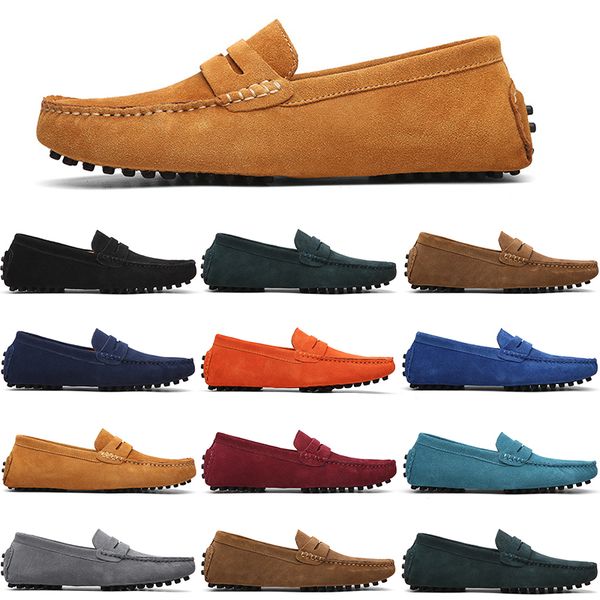 

men casual shoes mens slip on lazy suede leather shoe big size 38-47 black