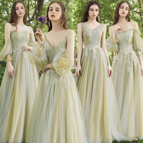 

party dresses elegant green bridesmaids delicate appliques strapless floorlength prom off the shoulder women wedding gown 230221, White;black