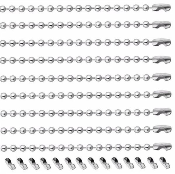

10pcs/lot 15-100cm stainless steel 2.4mm ball chain men necklace bracelet keychain trinket dog tag jewelry accessories finding, Silver