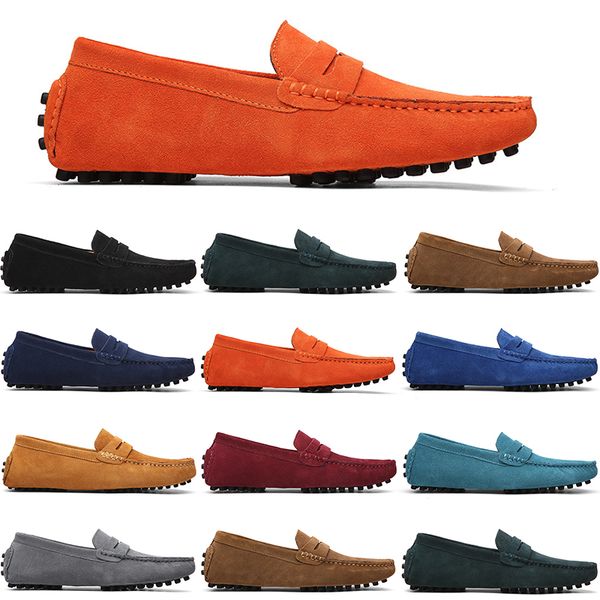 

men casual shoes mens slip on lazy suede leather shoe big size 38-47 pink, Black