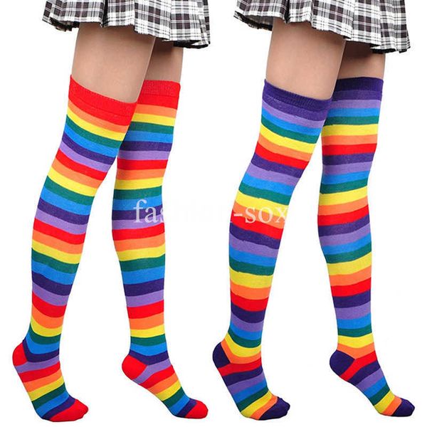 

5pc socks hosiery compression socks women long stockings striped thigh high cute kawaii cotton knit over knee high socks tall leg warmers so, Black;white