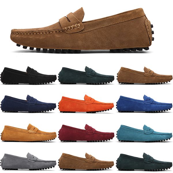 

men casual shoes mens slip on lazy suede leather shoe big size 38-47, Black