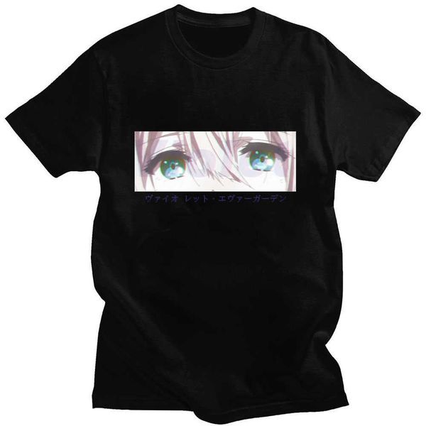 

men's t-shirts anime violet evergarden harajuku send friend comic print summer short sleeve cotton casual loose sports woman t-shirt ov, White;black