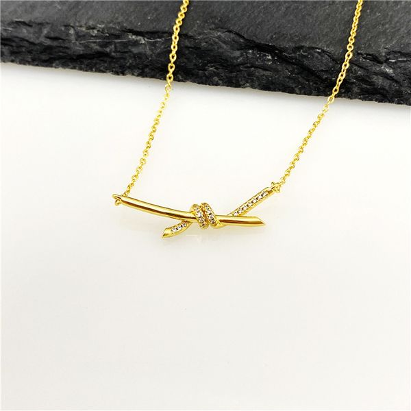 

necklace women's classic titanium steel gold silver bow knot diamond inlay letters gift girlfriend wedding diamonds luxury designer jew