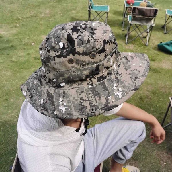 

wide brim hats camouflage tactical cap military boonie hat us army caps camo men outdoor sports sun bucket cap fishing hiking hunting hats, Blue;gray