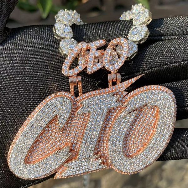 

men women fashion custom name pendants bling cz letters pendant with 3mm 24inch rope chain cubic zirconia men hip hop jewelry, Silver