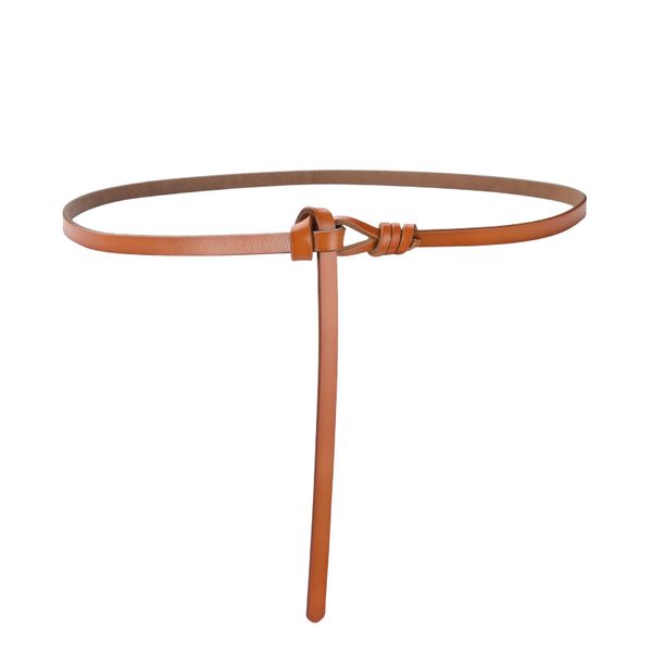 

soft waistband belts woman cowskin leather no hole narrow bowknot belt female wild match suit skirt dress, Black;brown