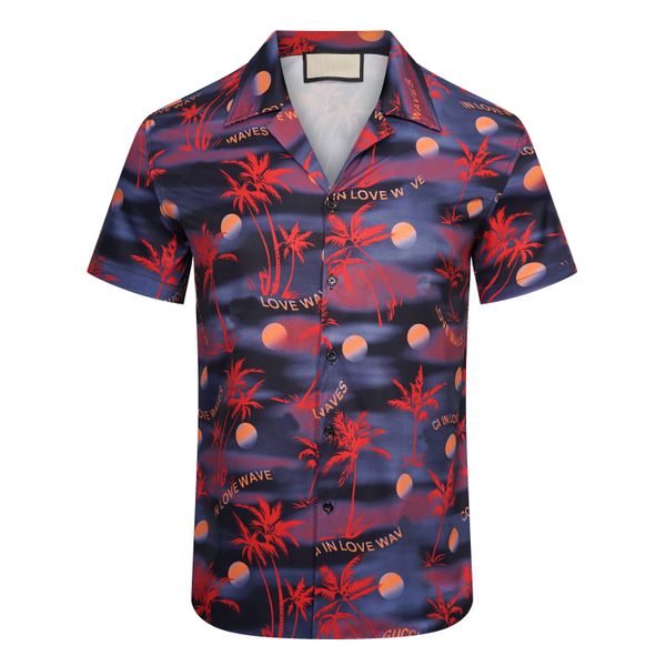 

23ss luxury designer shirts mens fashion geometric print bowling shirt hawaii floral casual shirts men slim fit short sleeve variety, White;black