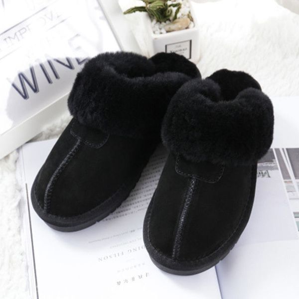 

women australia slippers designer fur slides coquette shearling slipper snow boot chestnut winter ankle boot womens suede booties warm shoes, Black