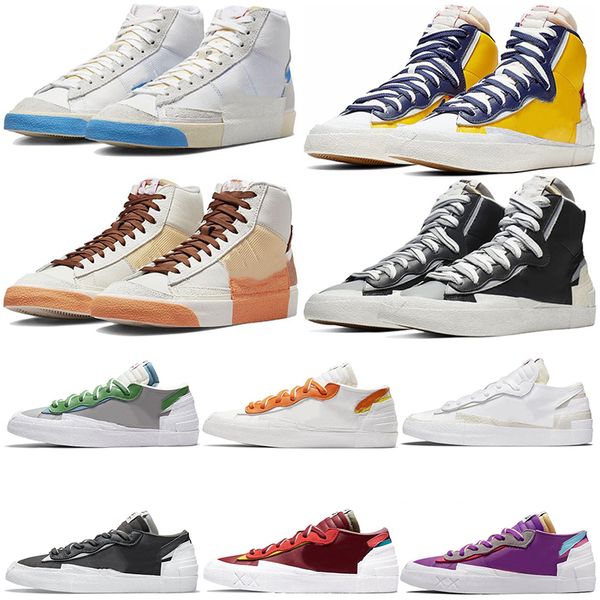 

2023 blazer mid low running shoes men habanero red multi suede black university blue varsity maize white grey lucid green women mens