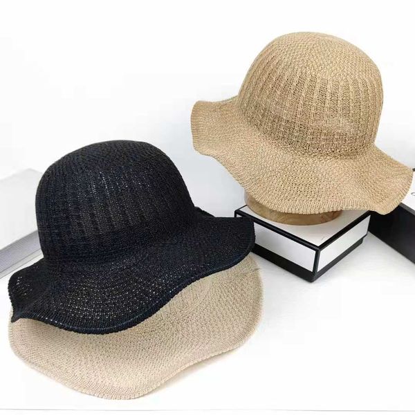 

wide brim hats new summer linen breathable knitting wide bucket hats for women fashion sun protection fisherman hat leisure sunscreen basin, Blue;gray