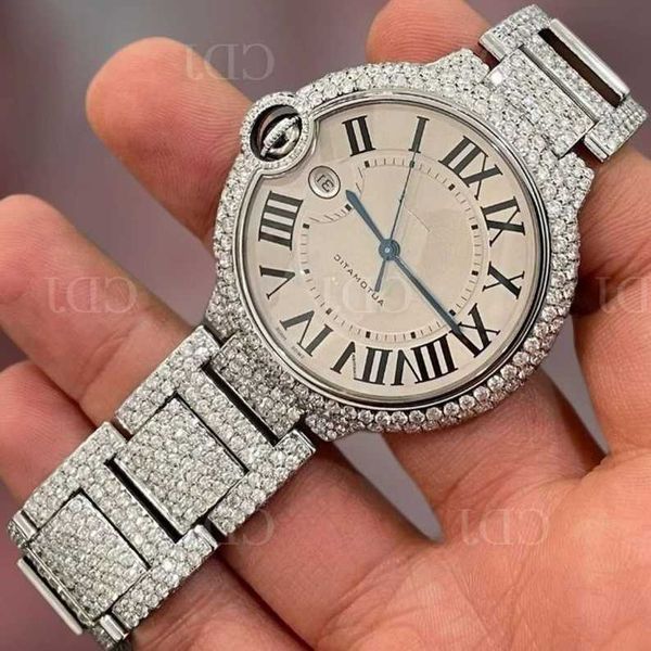 

wristwatches luxury custom bling iced out watches white gold plated moiss anite diamond watchess 5a replication mechanical o5gn, Slivery;golden