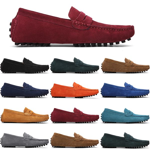 

men casual shoes mens slip on lazy suede leather shoe big size 38-47 purple, Black