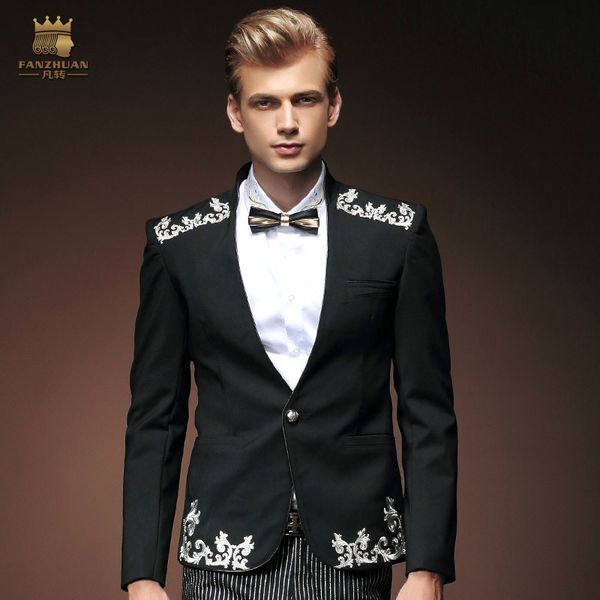 

men's suits blazers fanzhuan fashion men long sleeved slim black casual suit jacket single western banquet blazer 0005 man 230222, White;black
