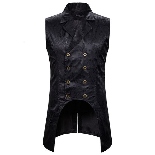 

men's vests mens gothic steampunk double breasted vest brocade waistcoat men party wedding groom tuxedo male stage singers clothes xxl, Black;white