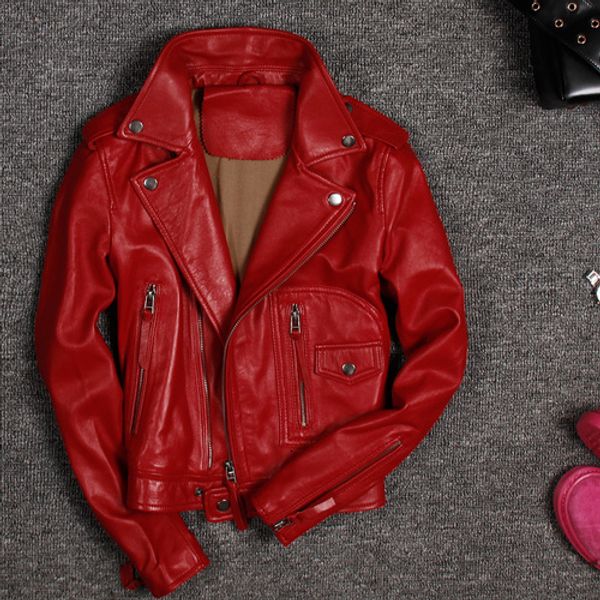

women's leather faux winter genuine jacket women real sheepskin coat female biker montone jackets vintage korean clothes hiver 1727 230, Black