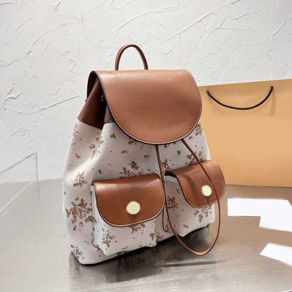 

backpack designer flower print shoulder bags classic handbags black triangle sign metal zipper multi pockets schoolbag 220920