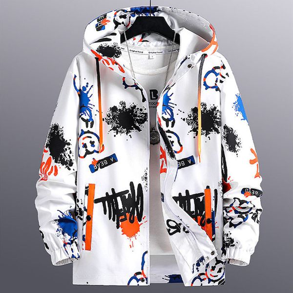 

men's jackets spring autumn polyester coat hooded long sleeve cardigan pockets loose print couples fashion casual 230222, Black;brown
