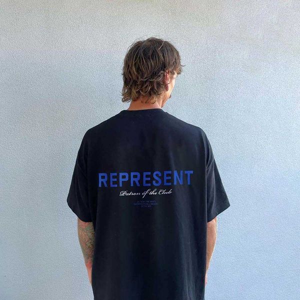 

2023 men's and women's fashion t shirt western european brand designer rep the correct version london exclusive blue slogan printe, White;black