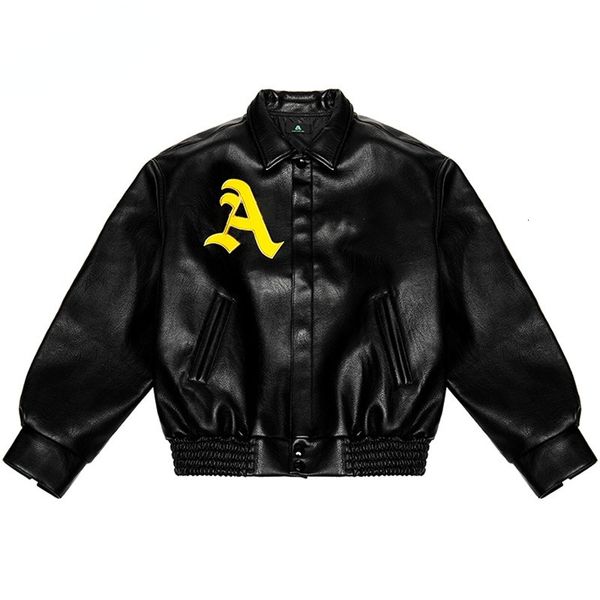 

men's jackets hip hop men bomber jacket motorcycle embroidery leather college jacket fashion casual varsity jacket baseball coats 23022, Black;brown