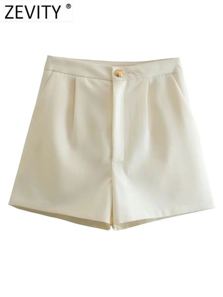 

women's shorts zevity women fashion simply solid casual lady button up zipper fly chic pantalone cortos qun37 230222, White;black