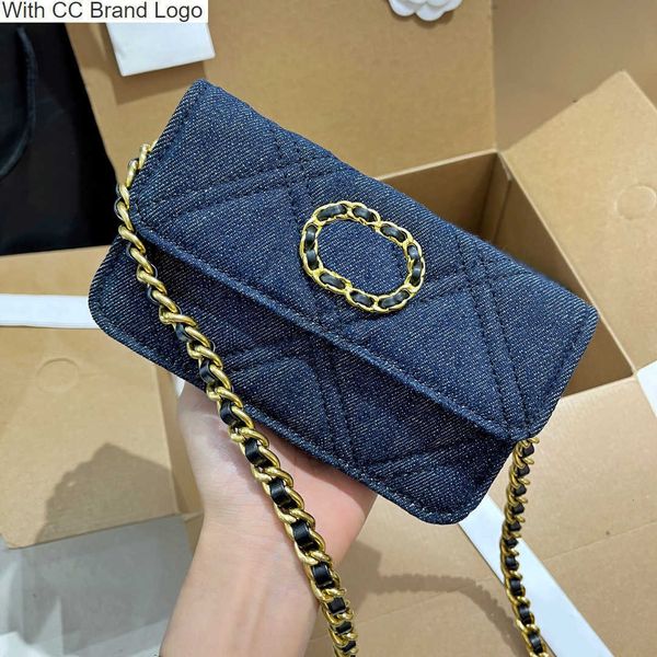 

cc wallets classic denim coins purse women canvas wallets vintage gold silver two-tone metal chain crossbody diamond quilted multi pocket ca, Red;black