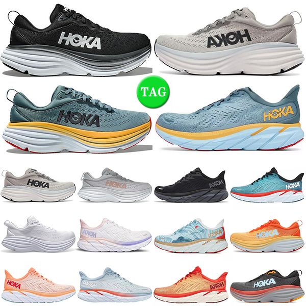 

hoka bondi 8 running shoes men women hokas triple black white summer song shark grey goblin blue harbor mist real teal mens trainers outdoor