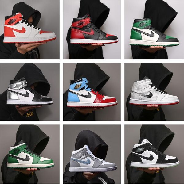 

2022 originals nike jordan 1 men's basketball shoes women high-comfortable sports outdoor sneakers a03, Black