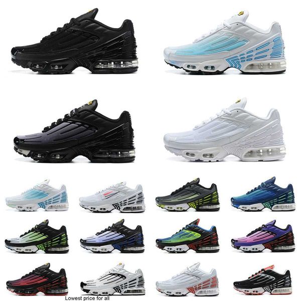 

2023 new tn plus 3 iii tuned 2 running shoes for mens big size us 12 wolf grey triple black white laser blue neon men women sports sneakers