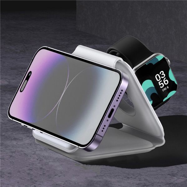 

magnetic wireless charger pad foldable fast charger 65w 3 in 1 dock station for iphone 14 13 12 11 xs for apple watch for airpods