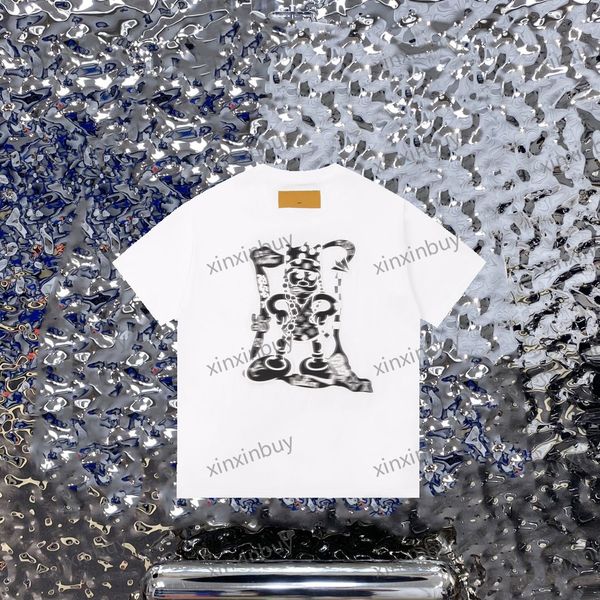 

xinxinbuy men designer tee t shirt 23ss milan letter clown label print short sleeve cotton women white black xs-l, Black;brown