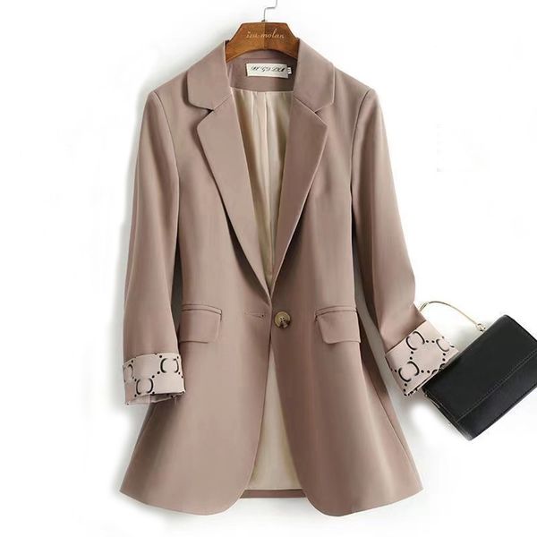 

womens suits blazers tide brand retro fashion designer pure color thin casual series suit jacket a grain of buckle slim plus size women&#039, White;black