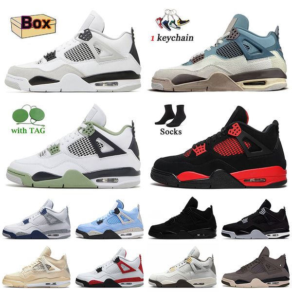

black cat 4s with box basketball shoes jumpman 4 pokemon snorlax men trainers women retro jorda4 unc sail seafoam sneakers military red ceme, White;red