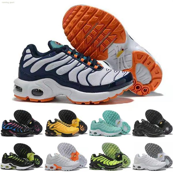 

2020 kids mercurial tn breathable tn plus rainbow mesh running sneakers tns children pour enfants athletic sport train230h, Black