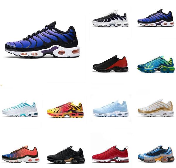 

fashion runner sports tn plus mens sneakers shoes triple black white sunset orange gradients lemon lime red royal blue metallic gold fresh b
