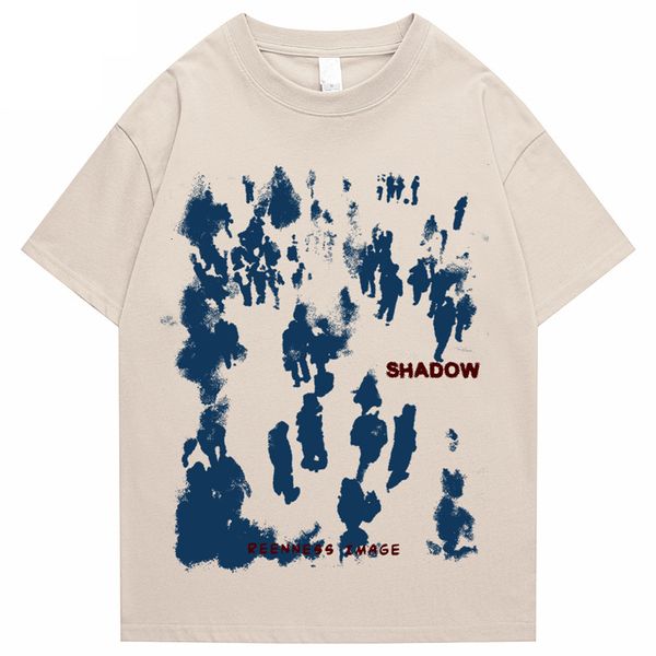 

mens tshirts summer men short sleeve tshirts hip hop people shadow print t shirts streetwear harajuku casual 100% cotton tees 230222, White;black