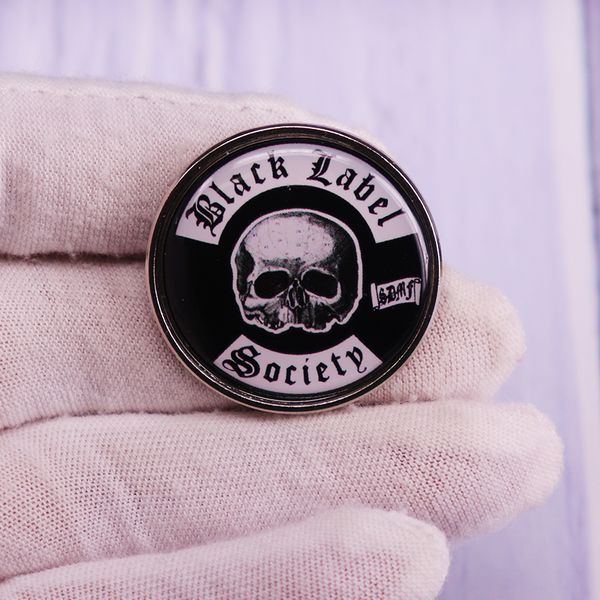 

black label society pin skull brooch rock band gothic badge, Blue