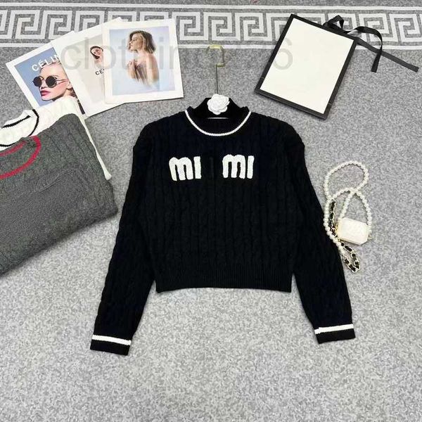 

designer winter women sweater sweatshirt wool sweaters womens knitwear letter embroidery pullover short jacket, White;black