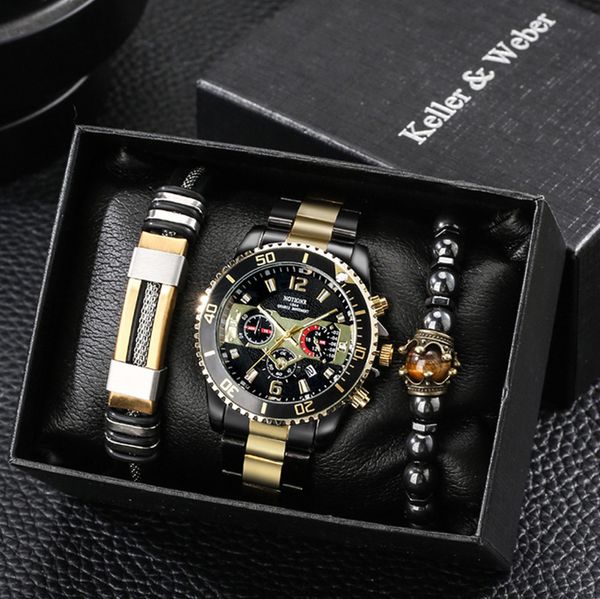 

c4-85 cndh men's women watch rose gold stanless steel 42mm vk chronograph quartz movement sports men watches, Slivery;brown