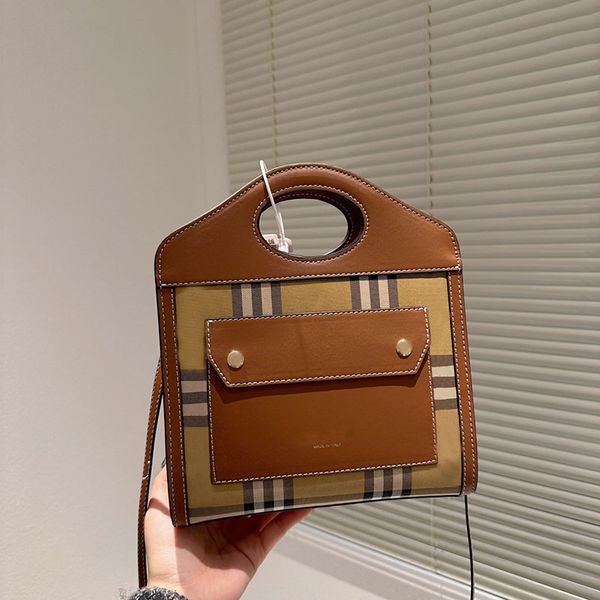 

mini pocket bag classic check crossbody messenger bag canvas leather lady tote bags women handbags shoulder handbag purse fashion letter han