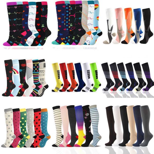 

5pc socks hosiery men women compression stockings prevent varicose veins socks outdoor sports compression socks for anti fatigue pain relief, Black;white