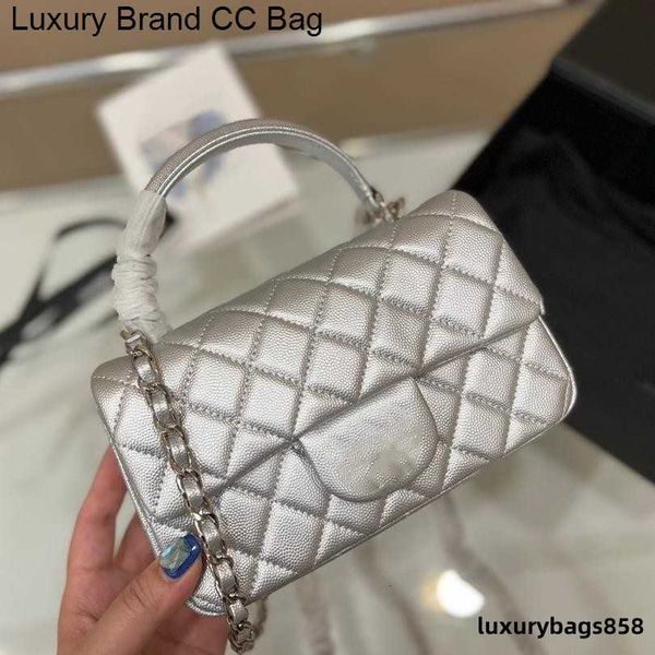 

cc cross body 22ss hand flap bag classic caviar grain cowhide leather quilted plaid weave chain gold hardware shoulder messenger bag luxury
