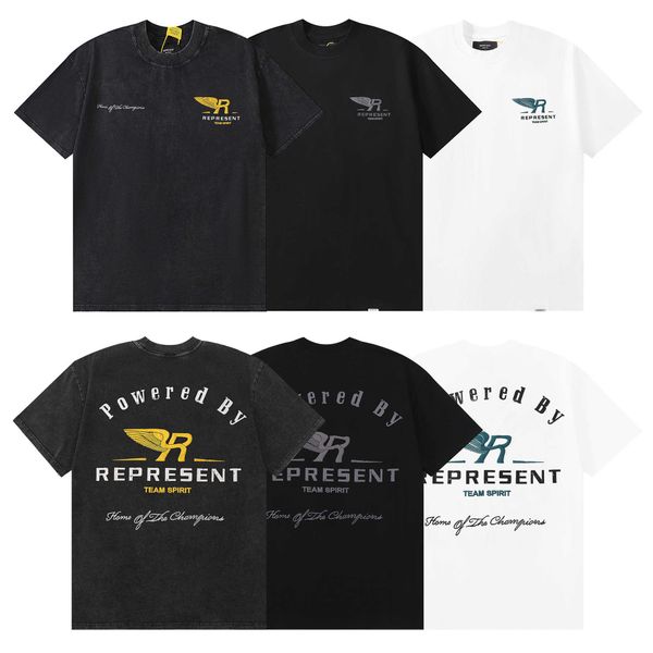 

2023 men's and women's fashion t shirt western european brand designer rep style high street small label printing casual loose rou, White