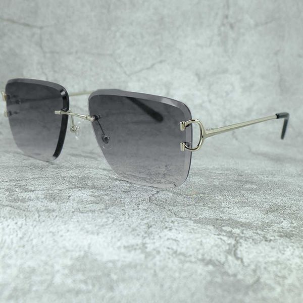 

wire c sunglasses men rimless designer luxury brand sun glasses vintage oversized square shades eyewear lentes new fashion factory sun glass, White;black