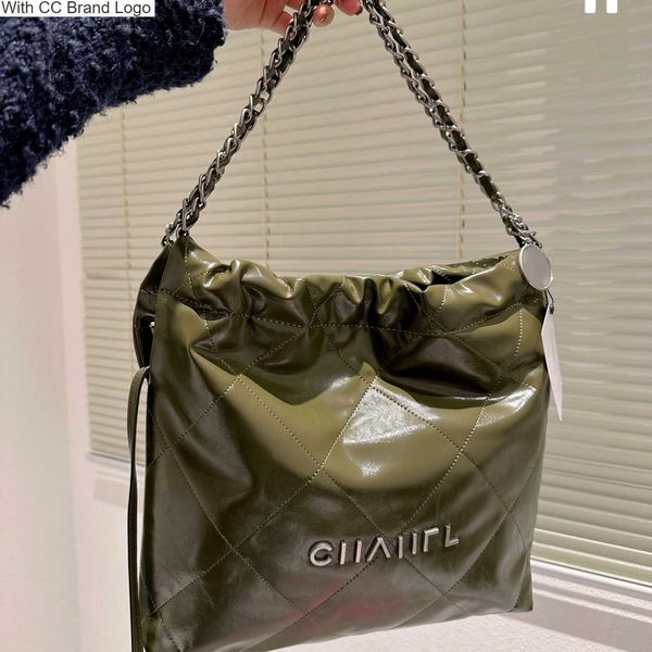 

cc shoulder bags classic cowhide 22 shopping bags trash bag totes silver gold hardware coins real leather outdoor large capacity shoulder wi