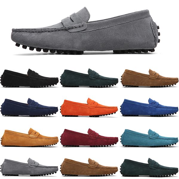 

men casual shoes mens slip on lazy suede leather shoe big size 38-47 clear, Black