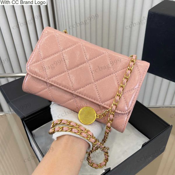 

cc cross body womens coins woc purse cowhide quilted bags black pink classic leather gold metal chain crossbody card holder vintage designer