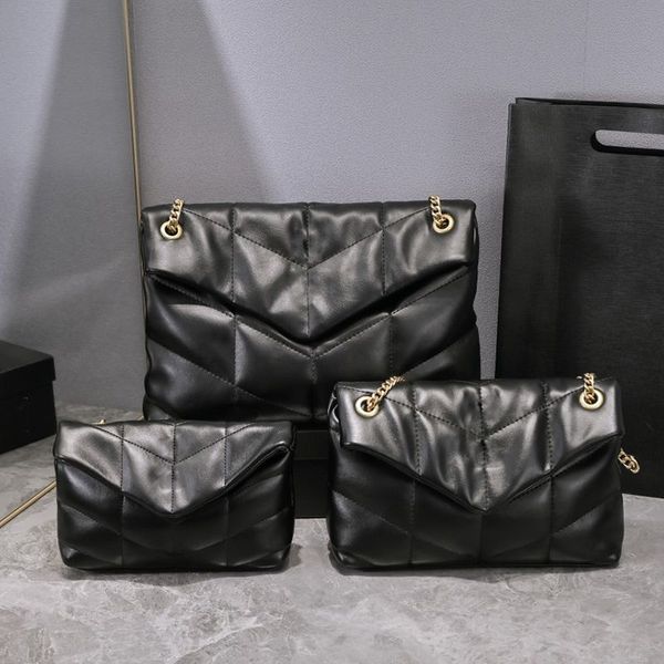 

7a mirror quality puffer loulou bag women luxury designer large mini chain messenger tote shoulder crossbody classic genuine leather handbag